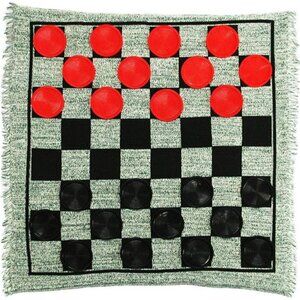 Home Jumbo Checkers, Giant 3-in-1 Checkers Game Rug Board Game Set, 2 Players